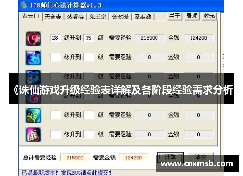 《诛仙游戏升级经验表详解及各阶段经验需求分析》